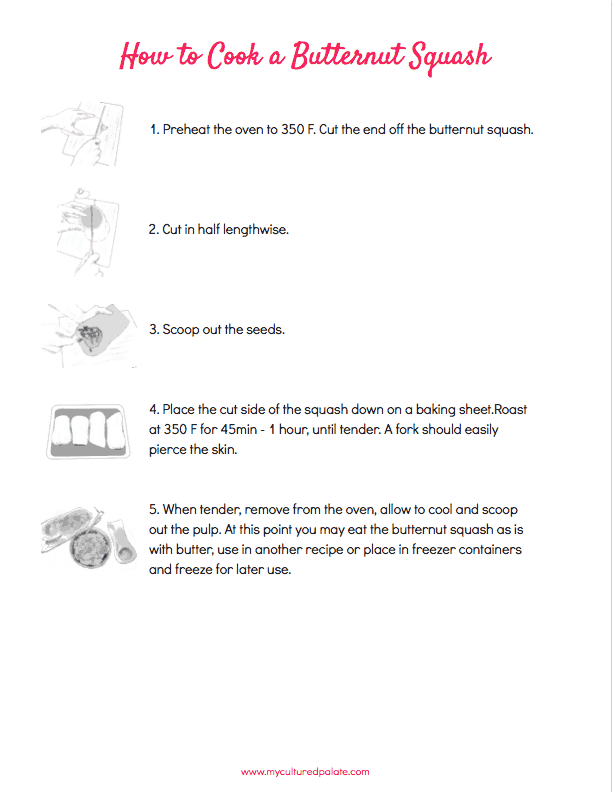 Roasted butternut squash step by step printable - printable showing how to roast butternut squash