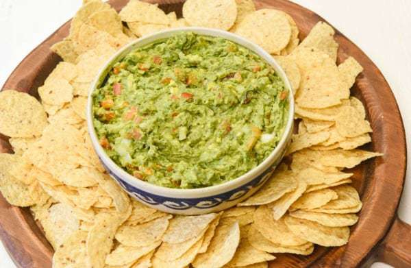 Easy Guacamole Recipe shown with chips