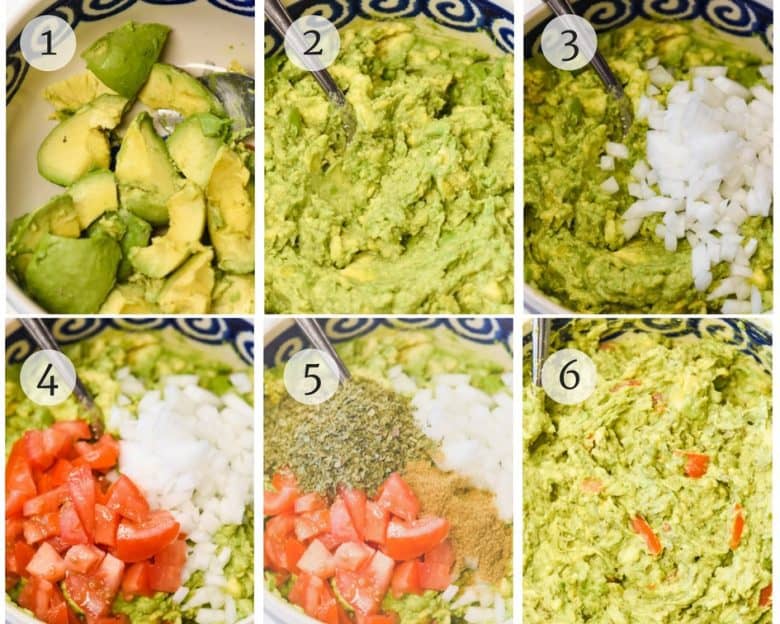 Easy Guacamole Recipe shown with step by step photos