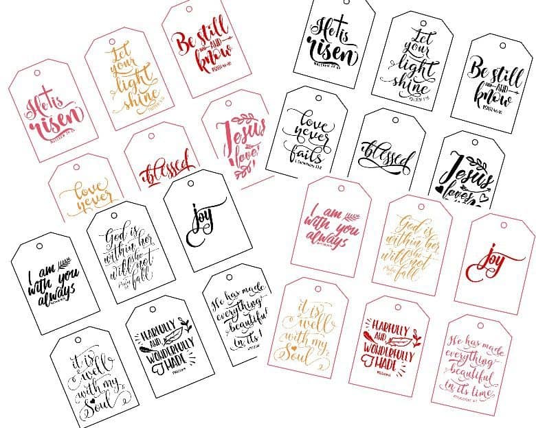 Printable Gift Tags - Inspirational tags shown