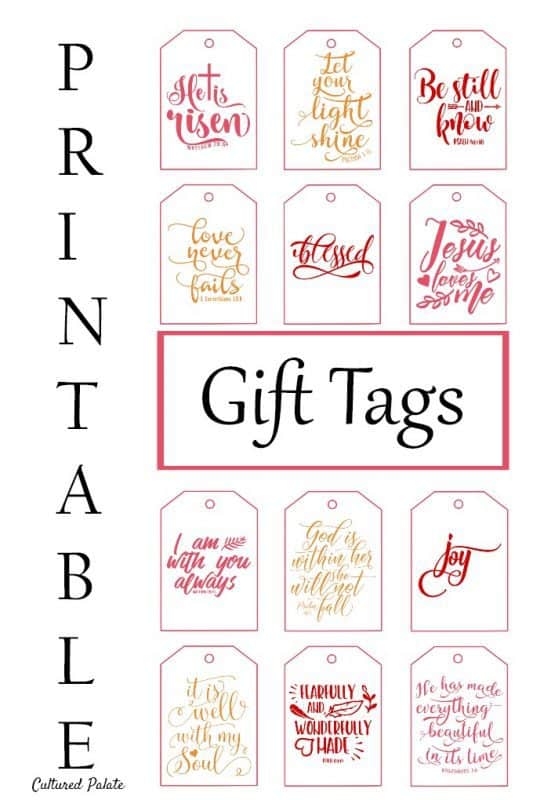 Printable Gift Tags - Inspirational tags shown with title