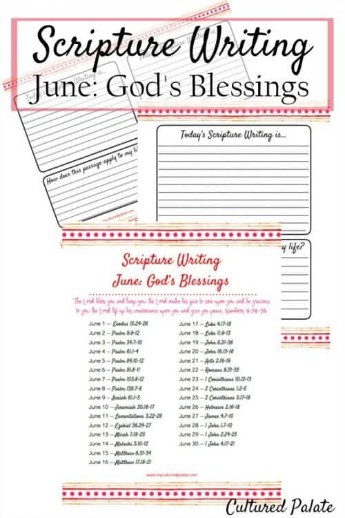 Bible Writing - Scripture Writing Verses for June pages shown