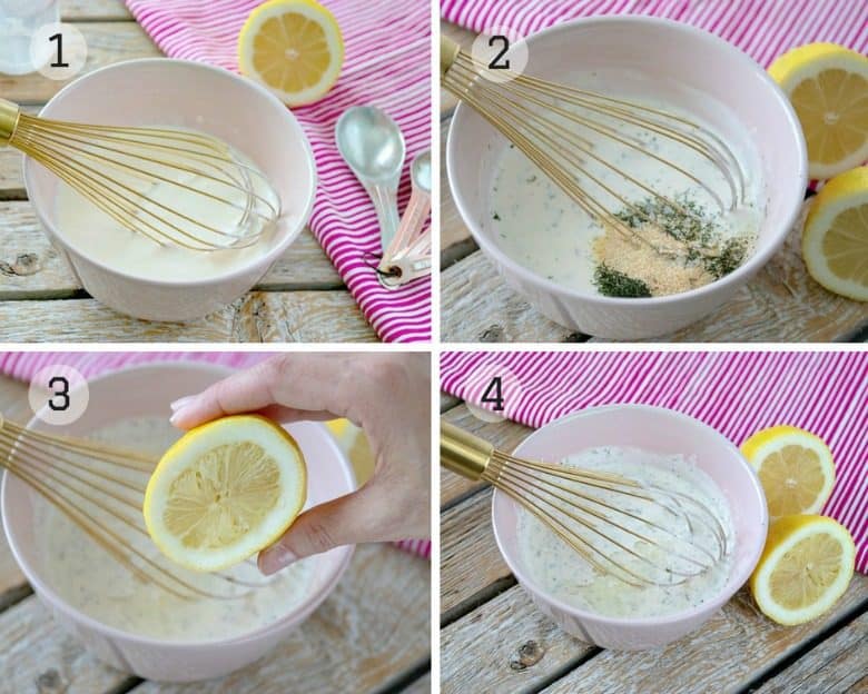 Photo tutorial for making Homemade Ranch Dressing - 4 steps shown
