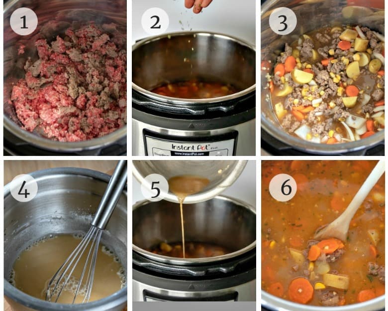 Six steps to make Instant Pot Beef Stew shown