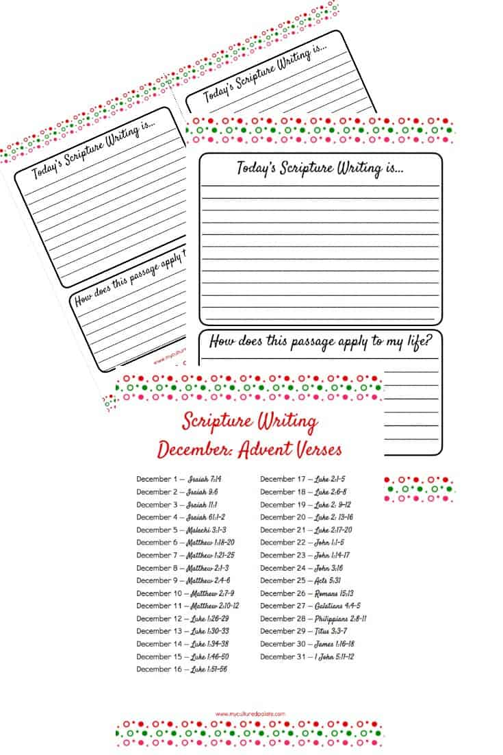 Gifts of Advent Scripture Writing Plan Bible Journaling Printable