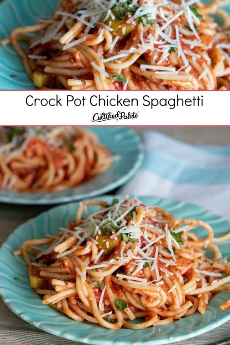 Crockpot Chicken Spaghetti Recipe - Cultured Palate