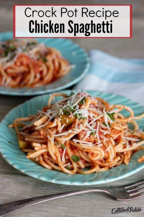 Crockpot Chicken Spaghetti Recipe - Cultured Palate