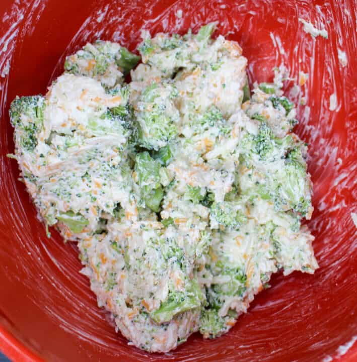 cheese and broccoli mixture together