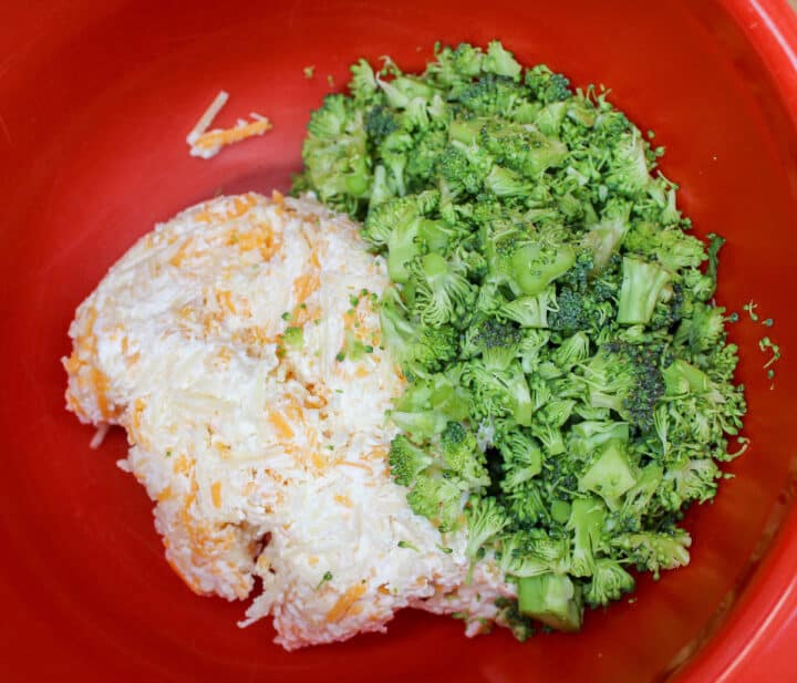 cheese and broccoli ingredients pre-mixing