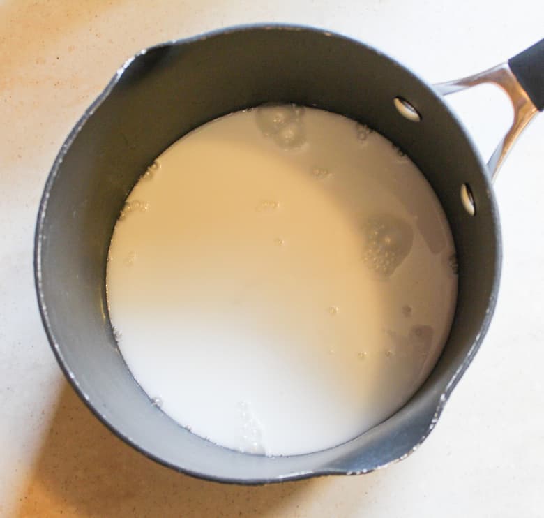 coconut milk in pot